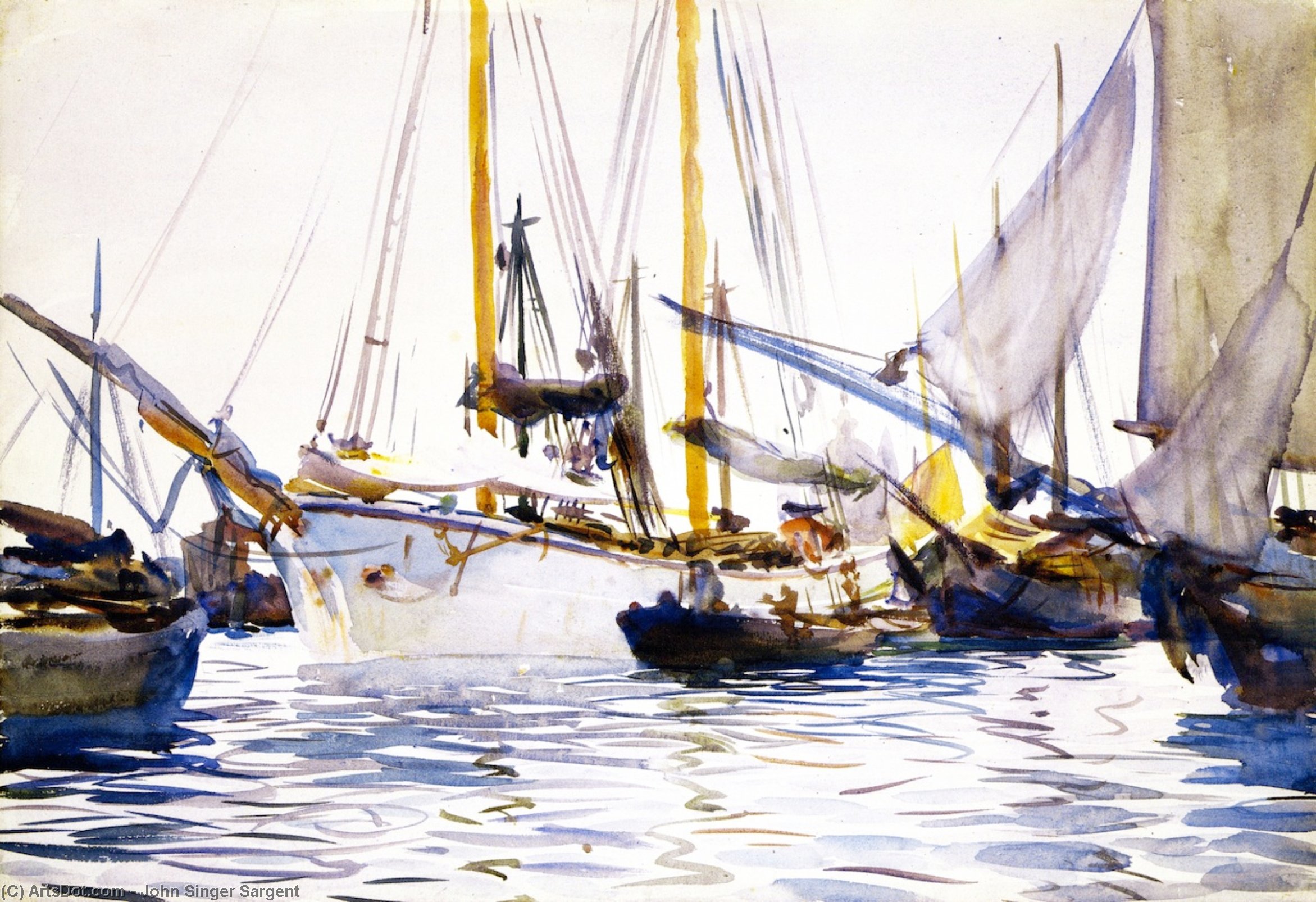 Shipping Off Venice (also Known As Boats At Anchor In The Lagoons, Venice) — John Singer Sargent