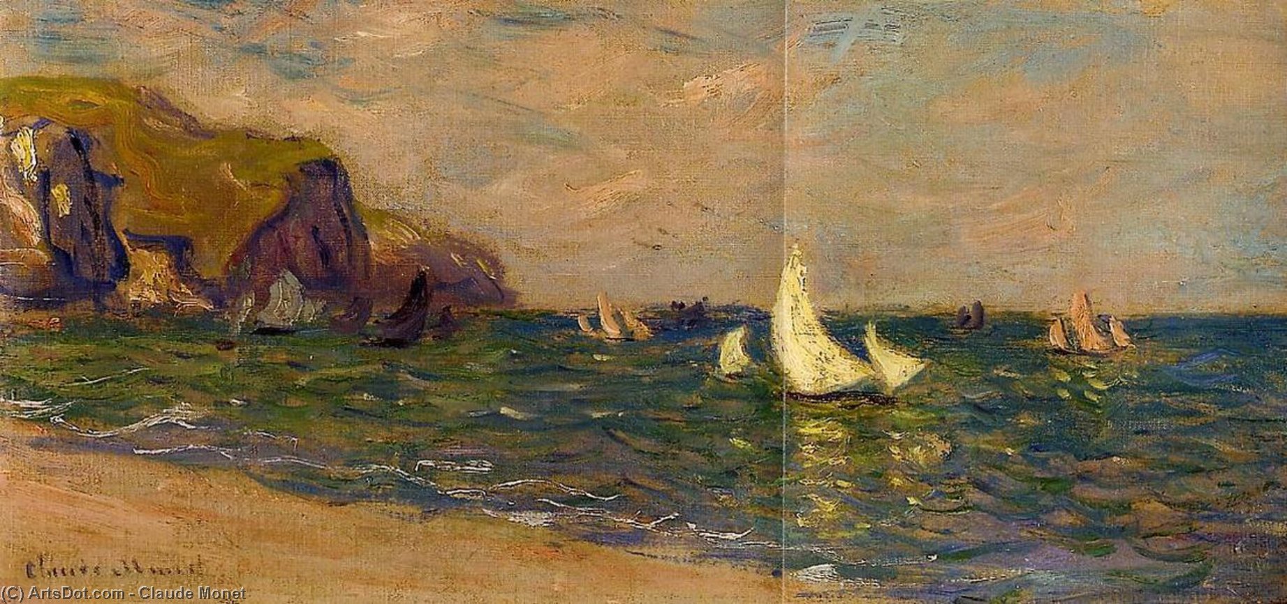 Sailboats At Sea, Pourville — Claude Monet