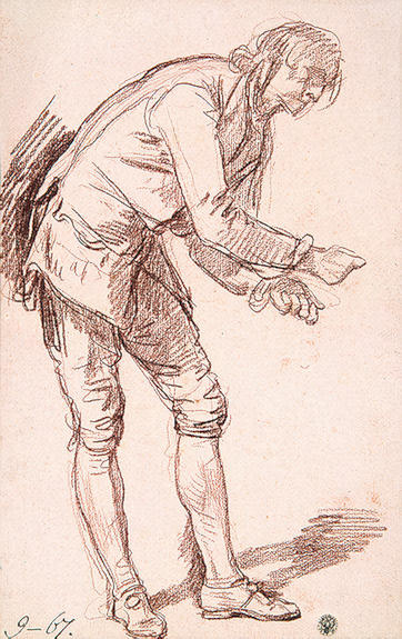 Study For 'the Paralytic'. Figure Of A Young Man Leaning Forward — Jean-baptiste Greuze