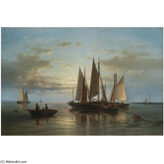 Boats Clustered By The Shore — Abraham Hulk Senior