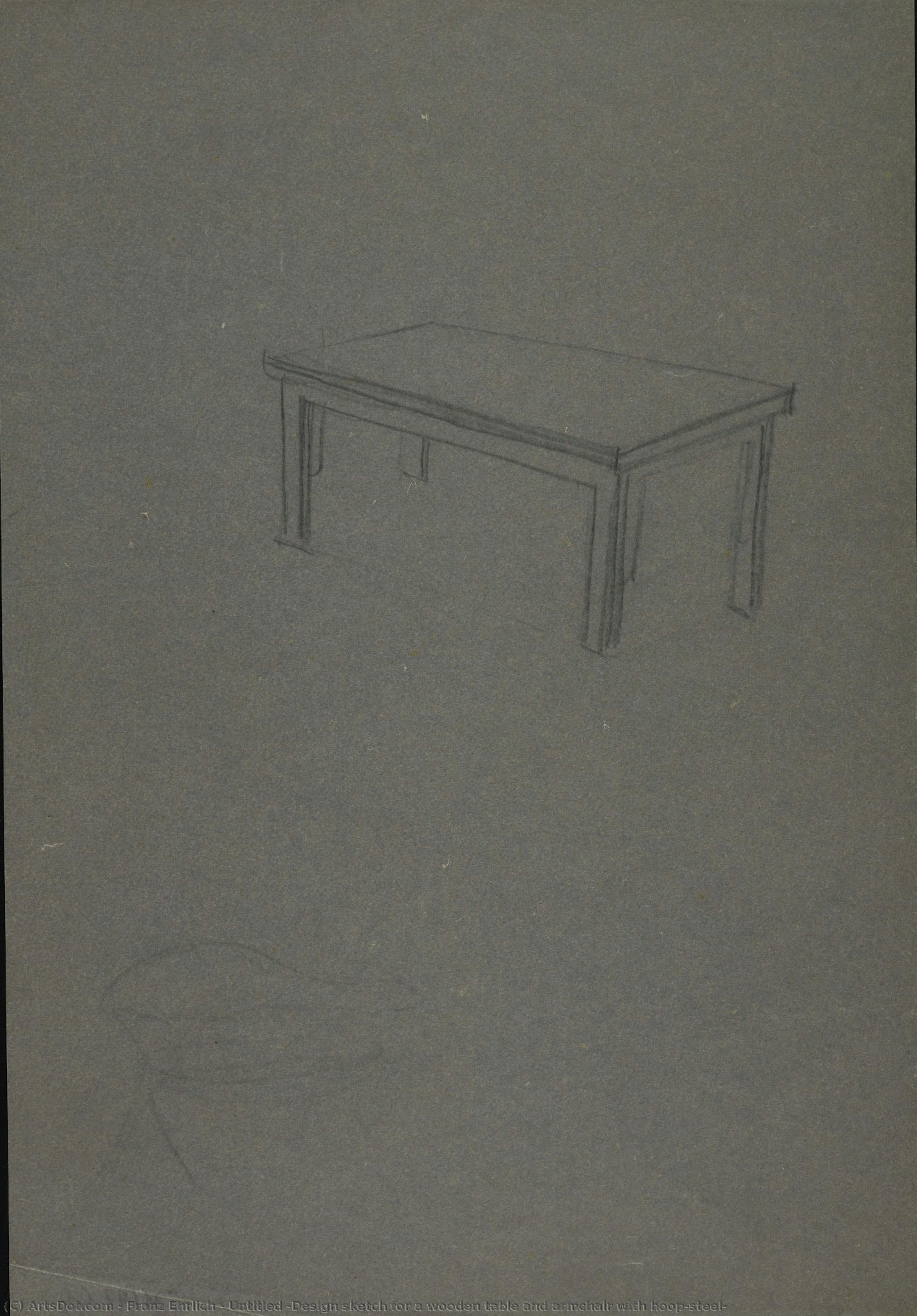Untitled (design Sketch For A Wooden Table And Armchair With Hoop-steel) — Franz Ehrlich