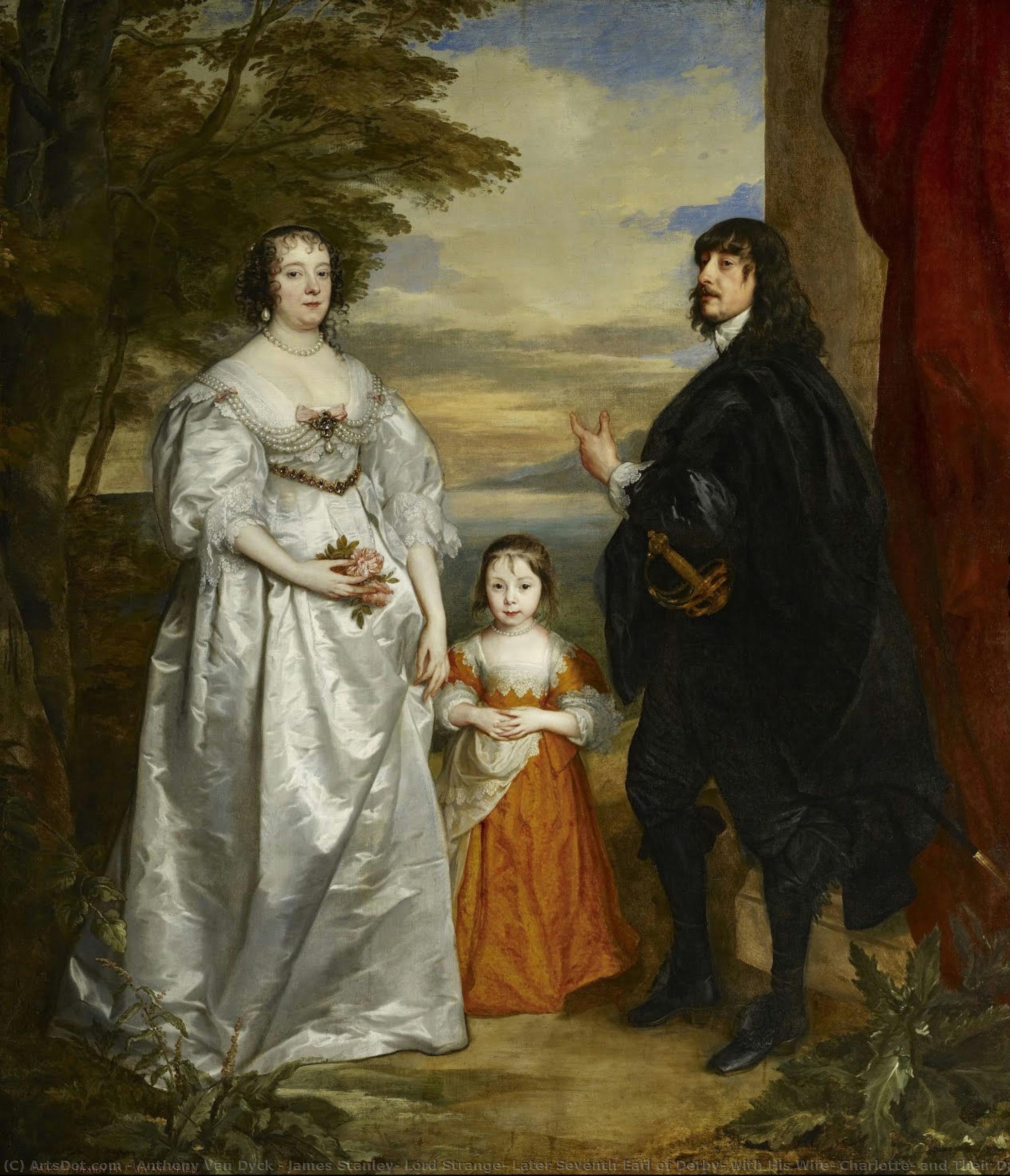James Stanley, Lord Strange, Later Seventh Earl Of Derby, With His Wife, Charlotte, And Their Daughter — Sir Anthony Van Dyck
