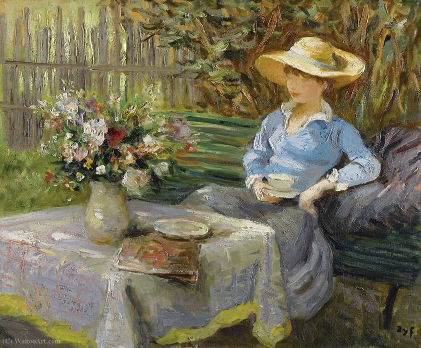 Young Woman Seated On The Bench — Marcel Dyf