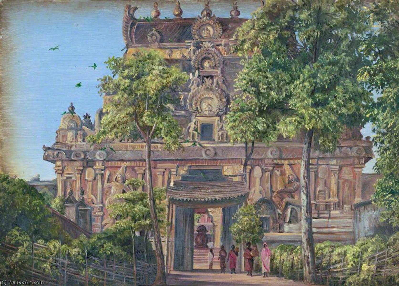 Gate Of The Temple Of Tanjore (thanjavur) With The Great Bull Seen Through Doorway, Tamil Nadu, India — Marianne North