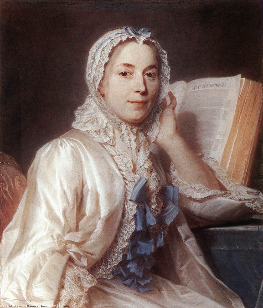 Mlle Ferrand Meditating On Newton — Maurice Quentin De La Tour