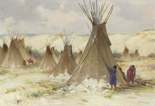 Early Winter On Crow Reservation, Montana — Joseph Henry Sharp
