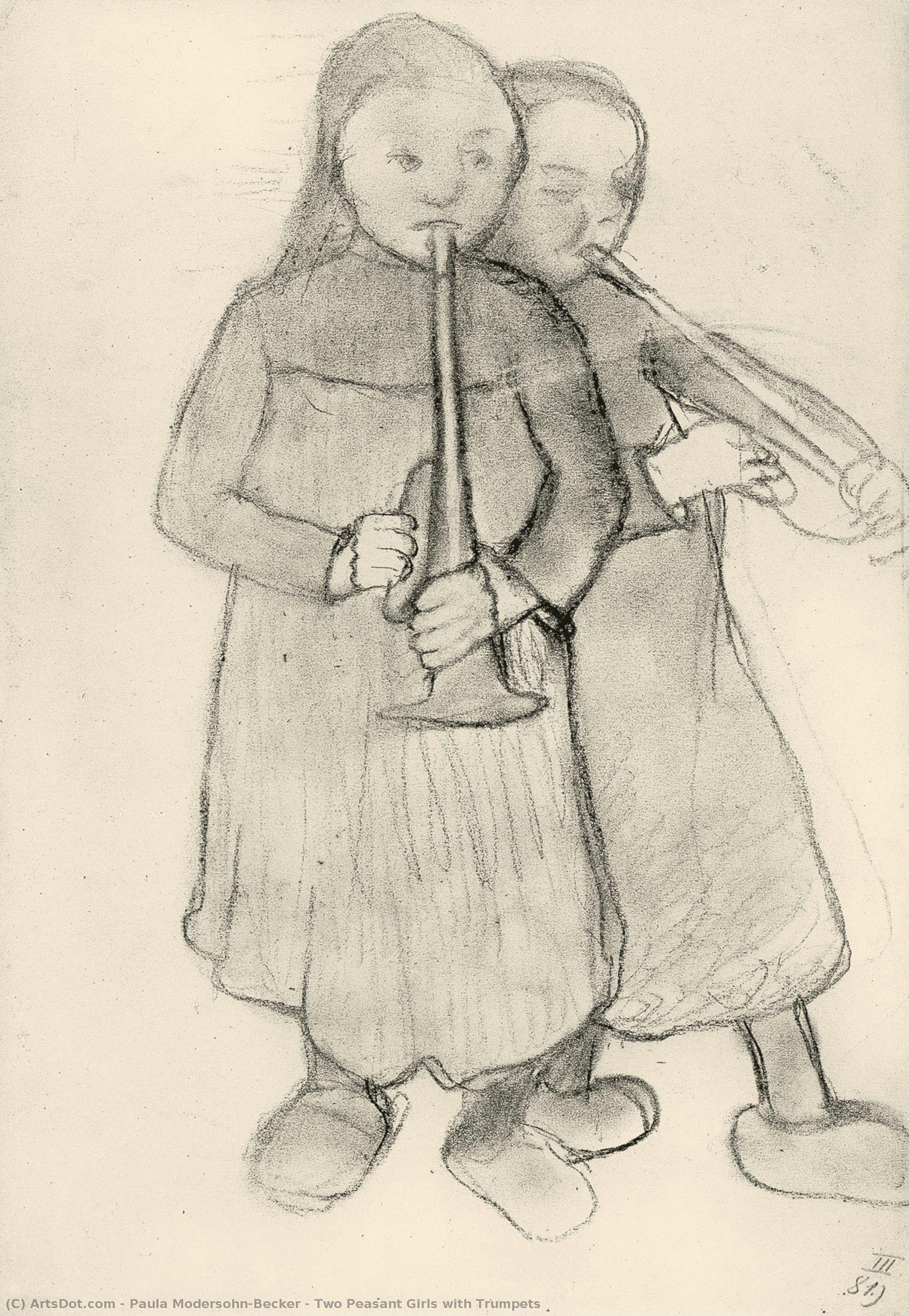 Two Peasant Girls With Trumpets — Paula Modersohn-becker