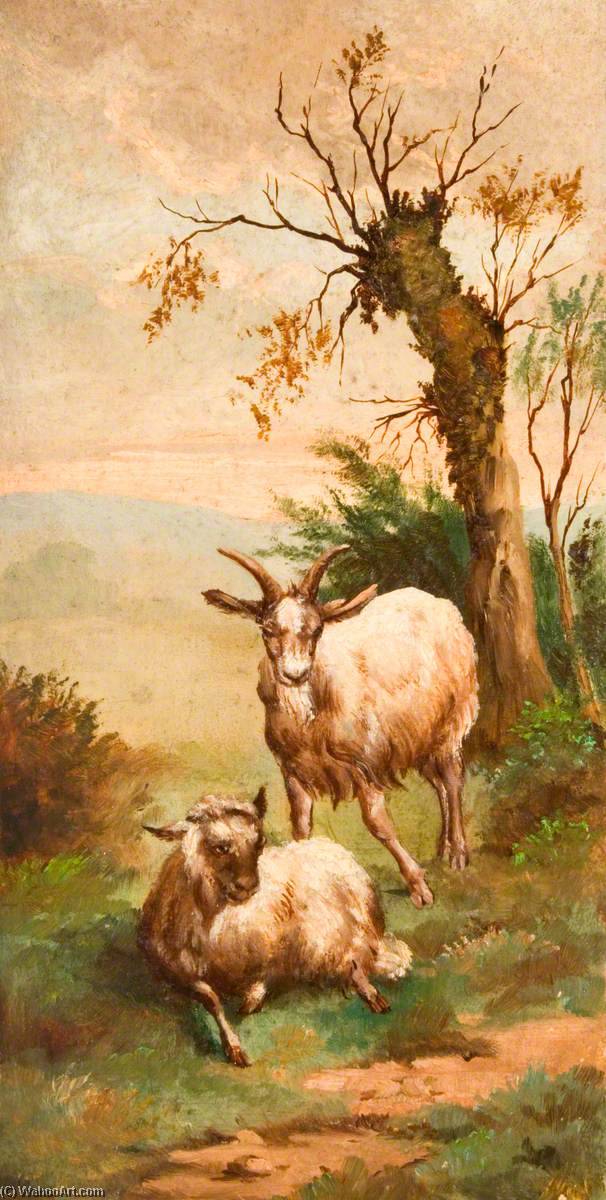 Two Goats In A Field By A Tree — George Cartlidge