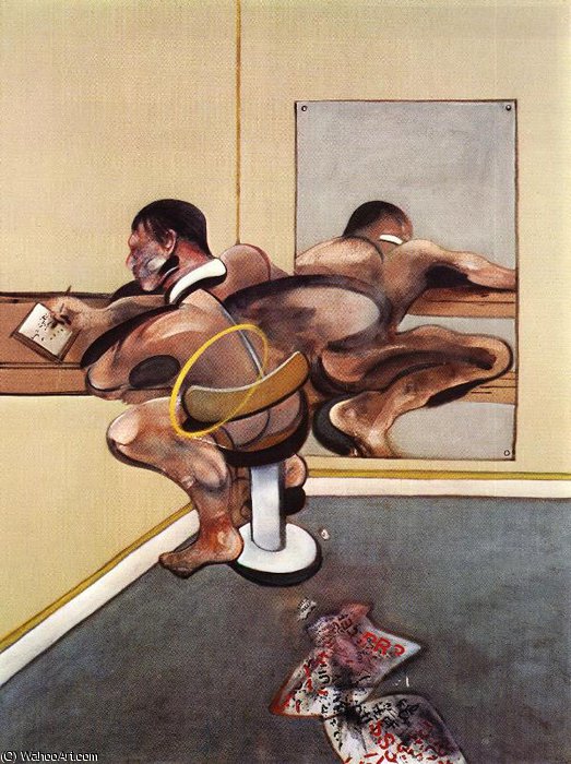 Figure Writing Reflected In A Mirror, — Francis Bacon