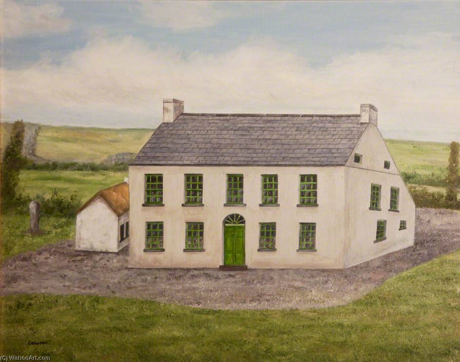 Sentry Hill House, Before 1885, With A Standing Stone — John Andrew Lawson