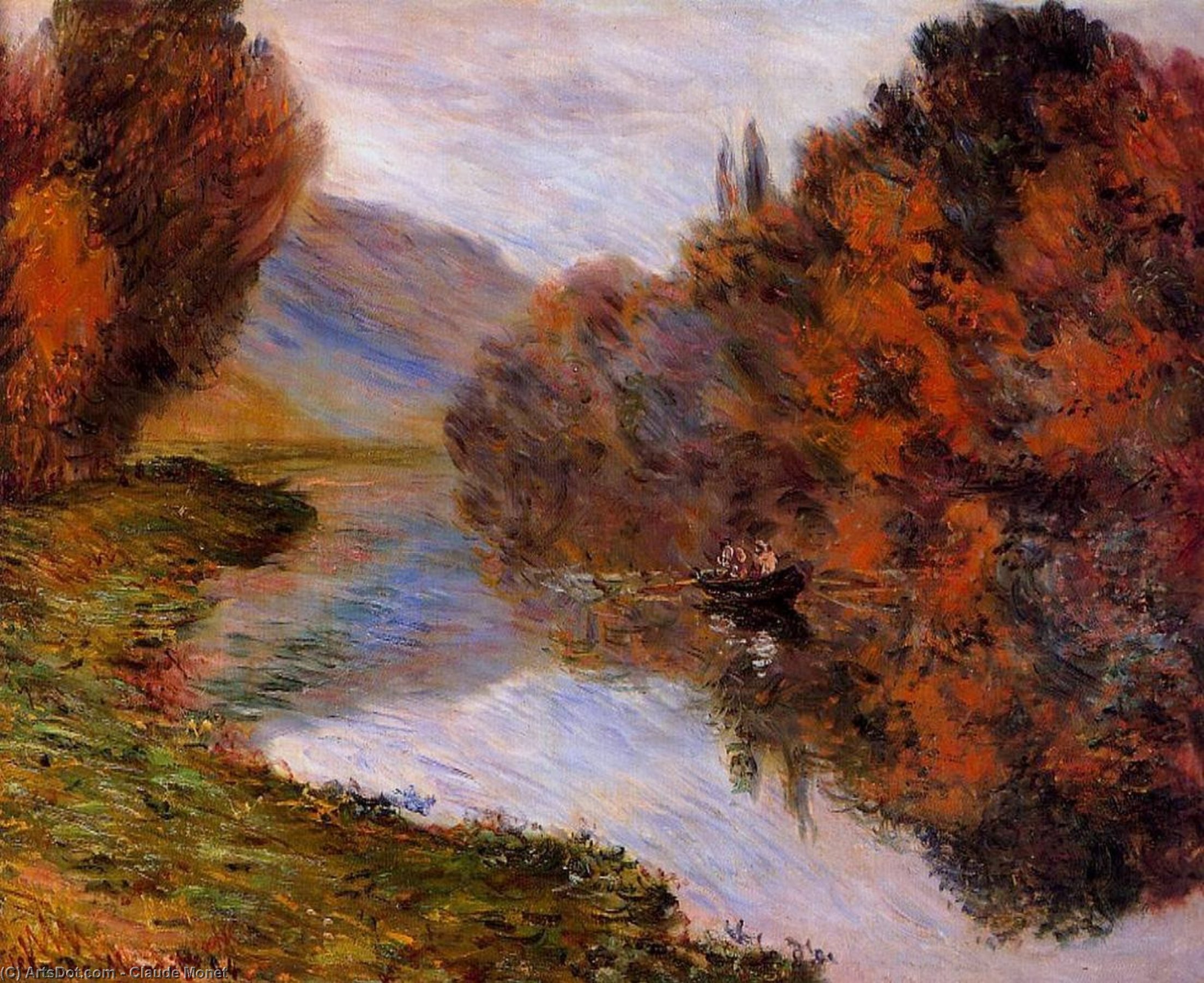 Rowboat On The Seine At Jeufosse — Claude Monet