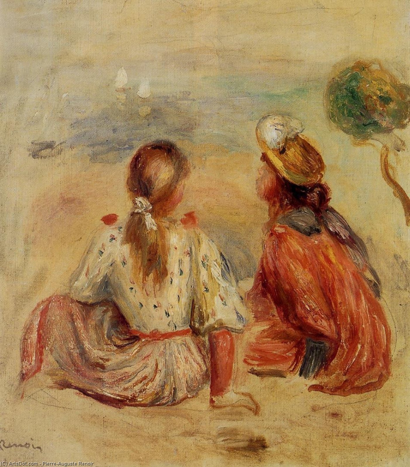 Young Girls On The Beach — Pierre-auguste Renoir