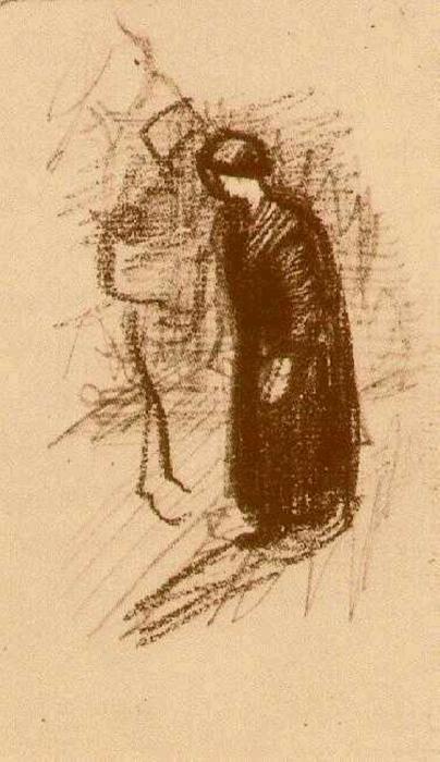 Woman In Dark Dress, Walking — Vincent Willem Van Gogh