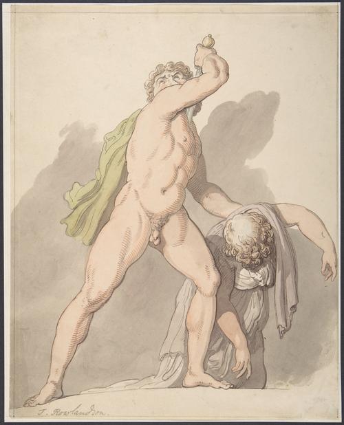 Standing Nude Man Supporting Fainting Female — Thomas Rowlandson