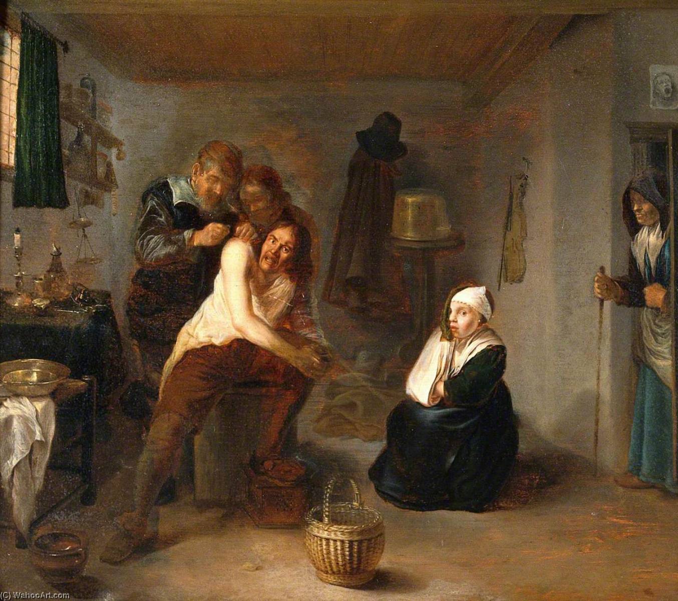 Interior With A Surgeon Operating On A Man's Back — Gerrit Lundens