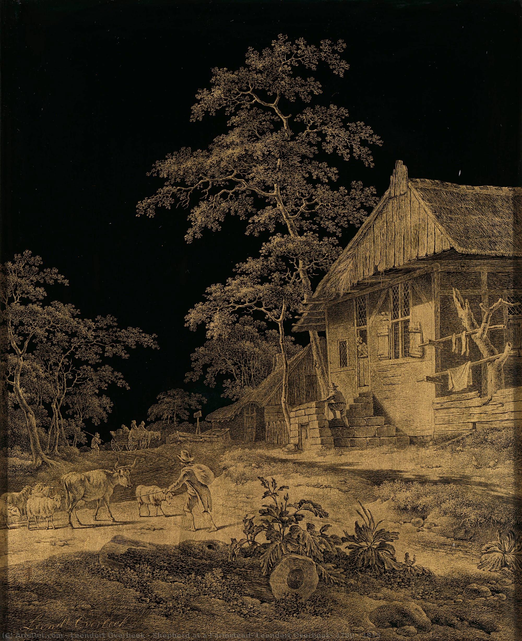 Shepherd At A Farmstead, Leendert Overbeek, 1780 - 1815 — Leendert Overbeek