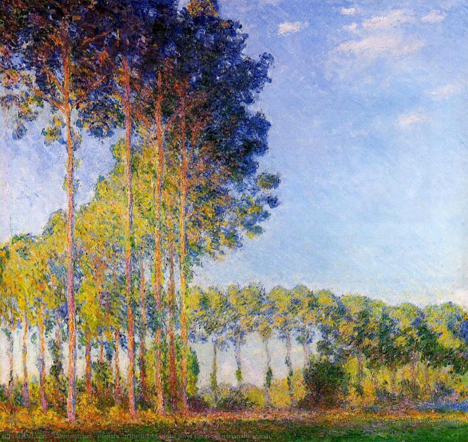 Poplars On The Banks Of The River Epte, Seen From The Marsh — Claude Monet
