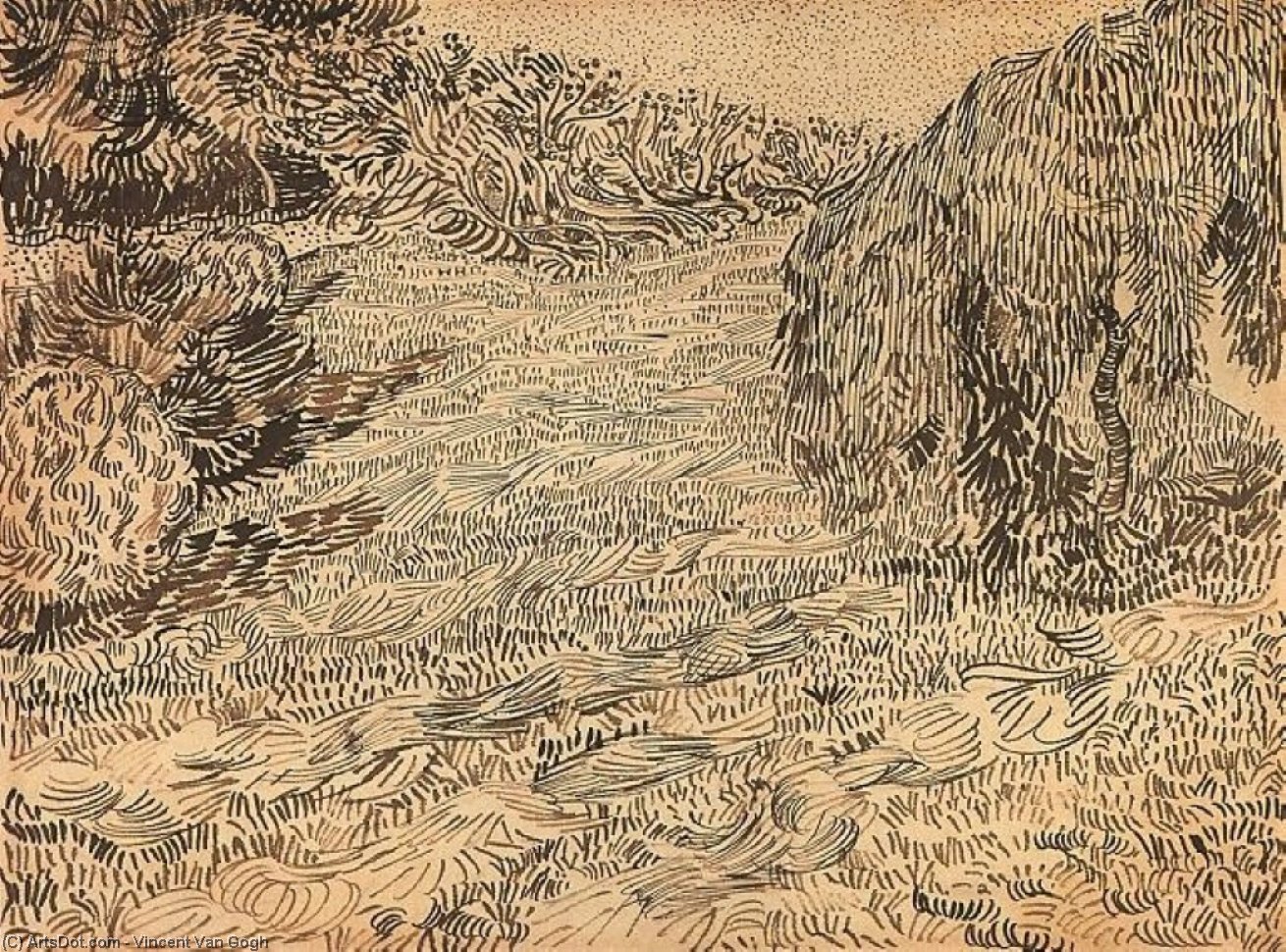 Newly Mowed Lawn With Weeping Tree — Vincent Willem Van Gogh