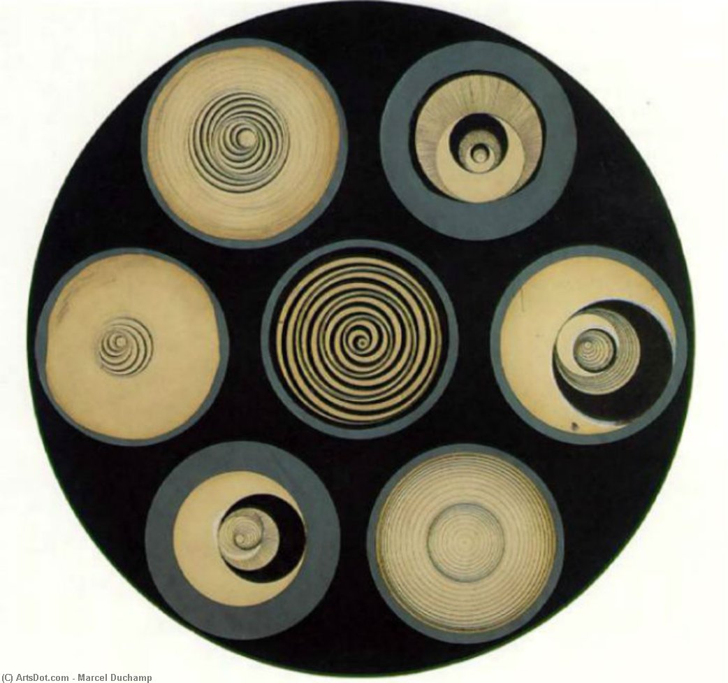 Disks Bearing Spirals (disques Avec Spirales), — Marcel Duchamp