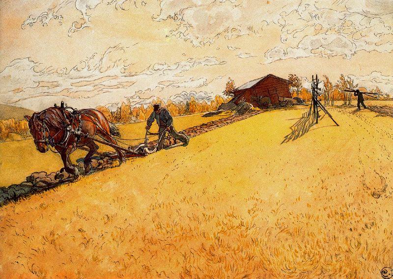 Ploughing The Field — Carl Larsson