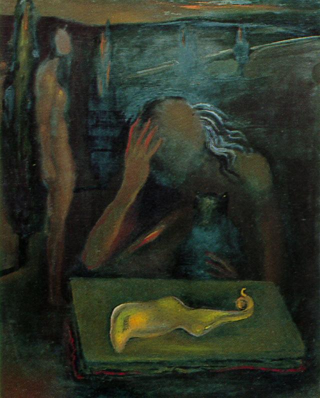 Seated Figure Contemplating A 'great Tapeworm Masturbator', 1981 — Salvador Dalí