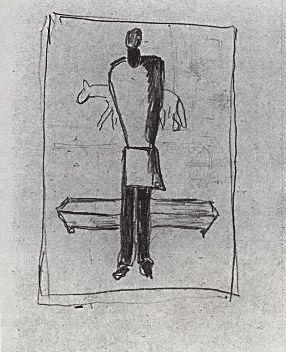 A Man, A Coffin, Horse — Kazimir Malevich