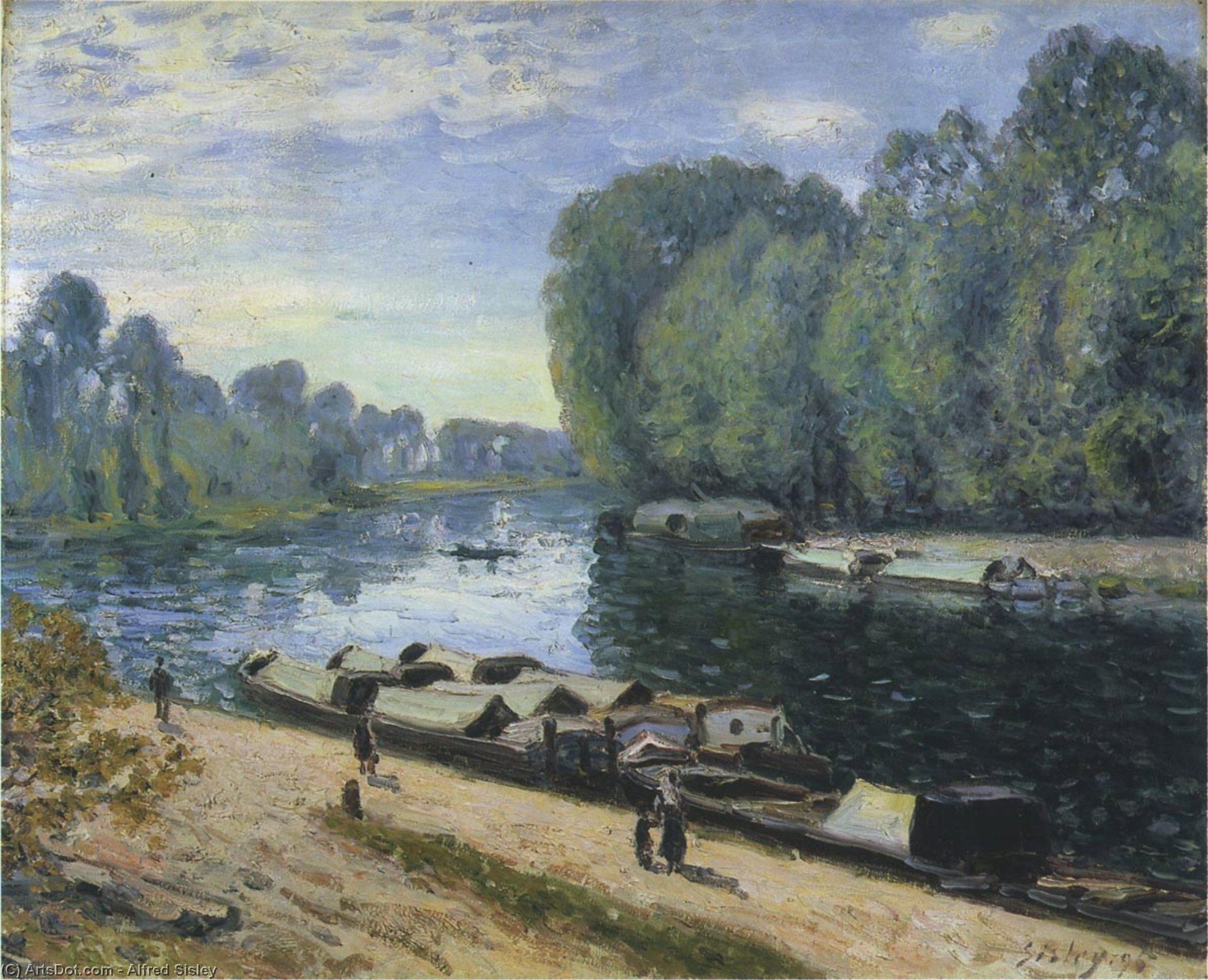 Boats On The Loing River — Alfred Sisley