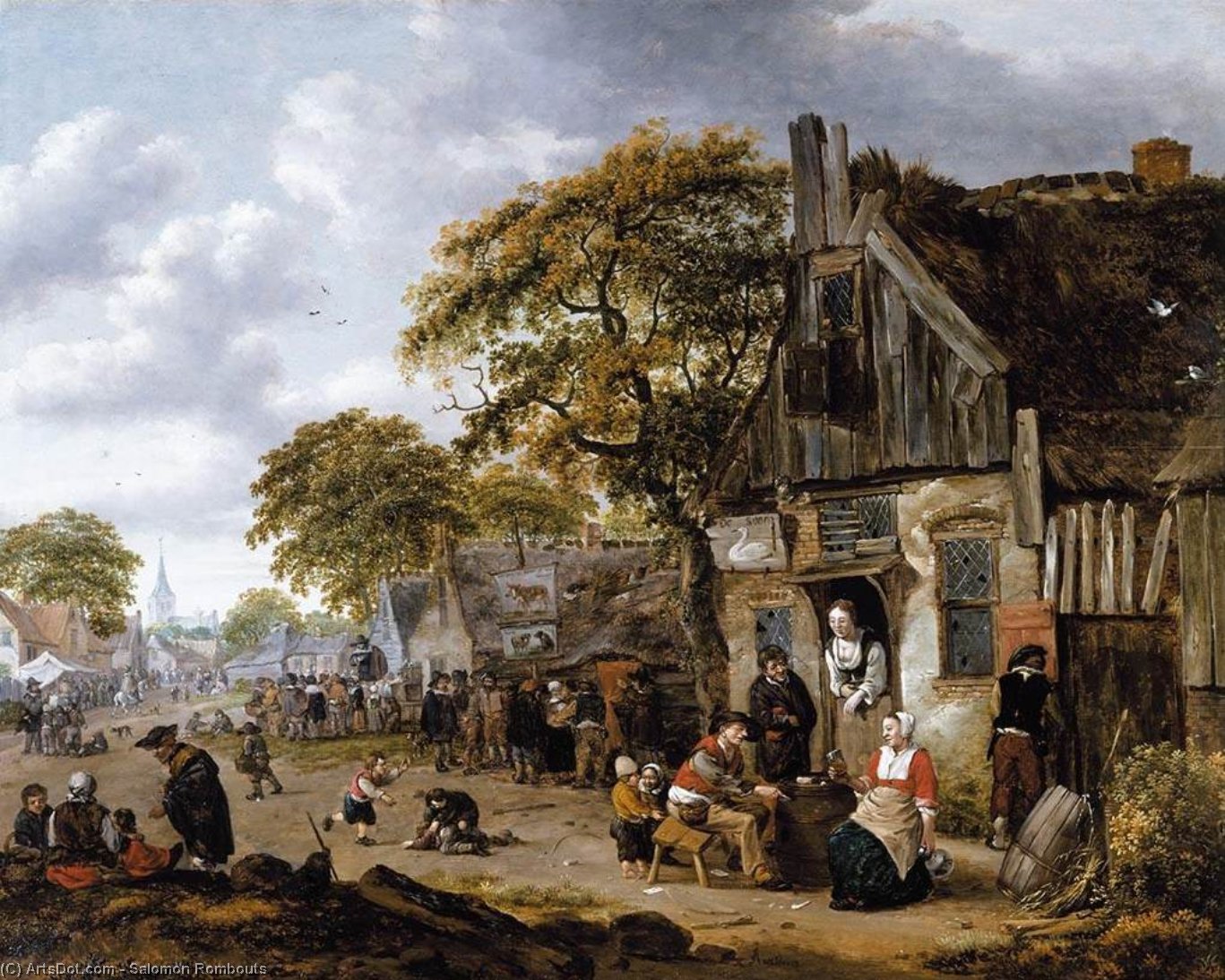 A Village Street Scene — Salomon Rombouts