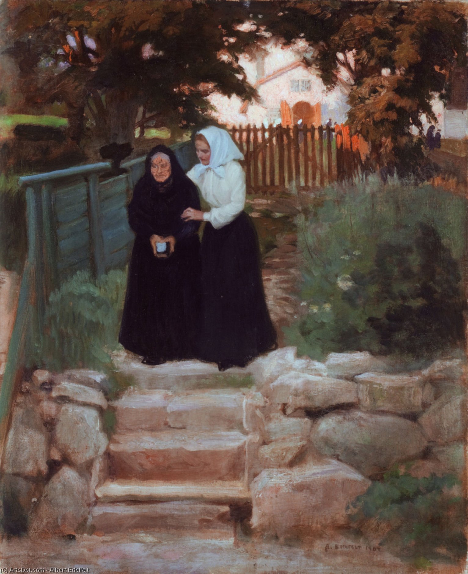Beside Porvoo Cathedral (on The Way Home From Church) — Albert Edelfelt