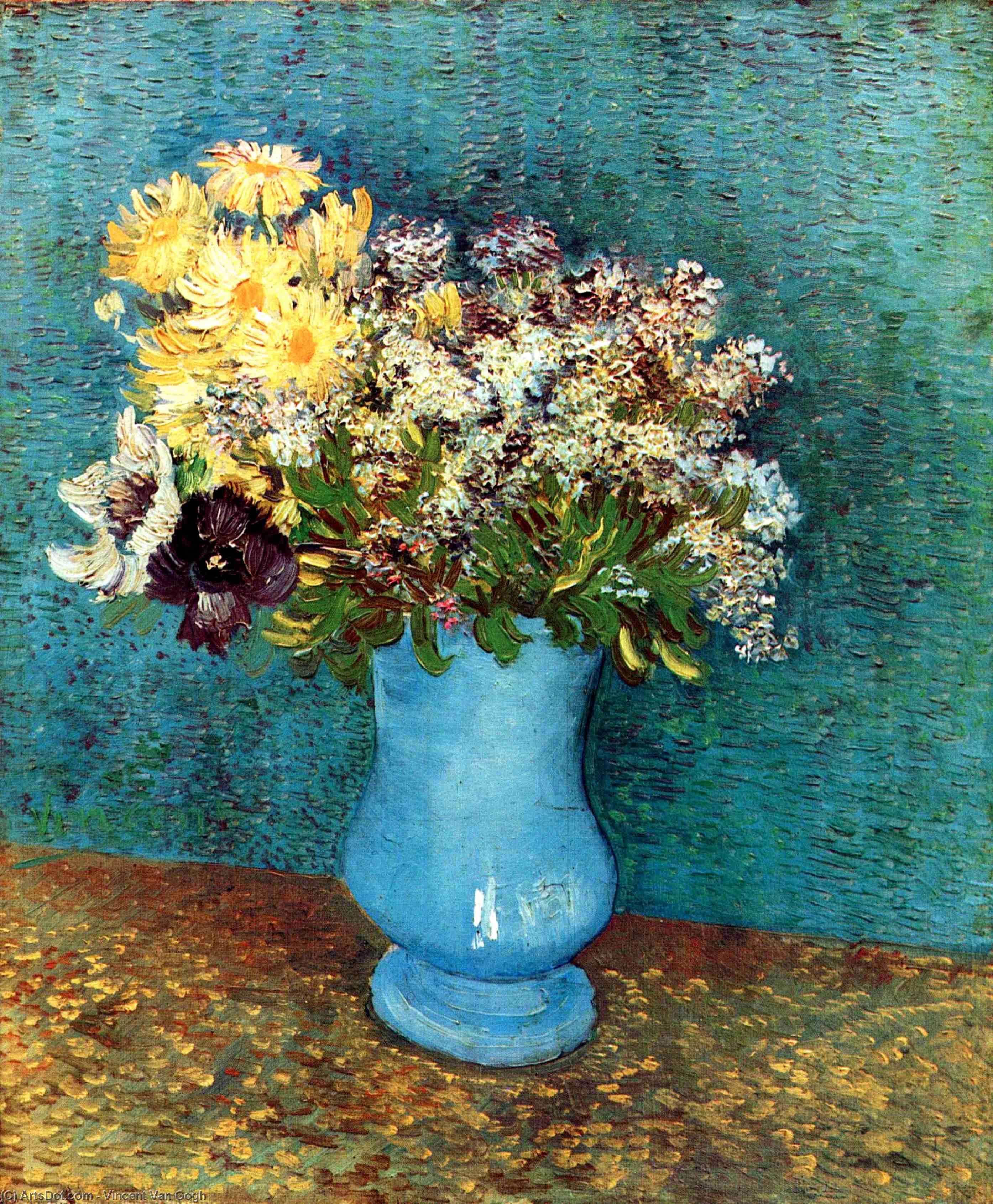 Vase With Flieder, Margerites Und Anemones — Vincent Willem Van Gogh