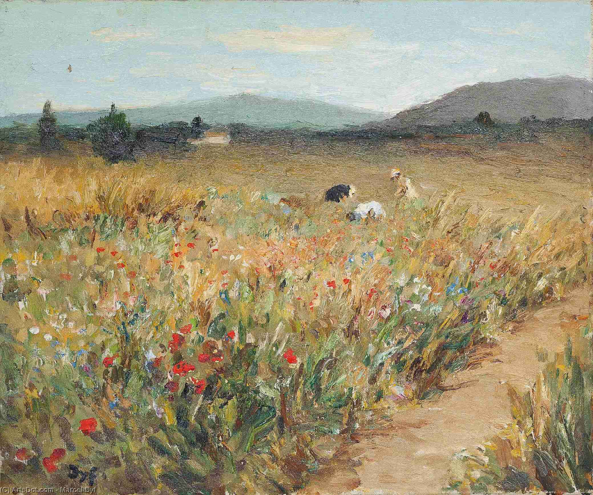 Figures Among The Flowers In Provence, (1950) — Marcel Dyf