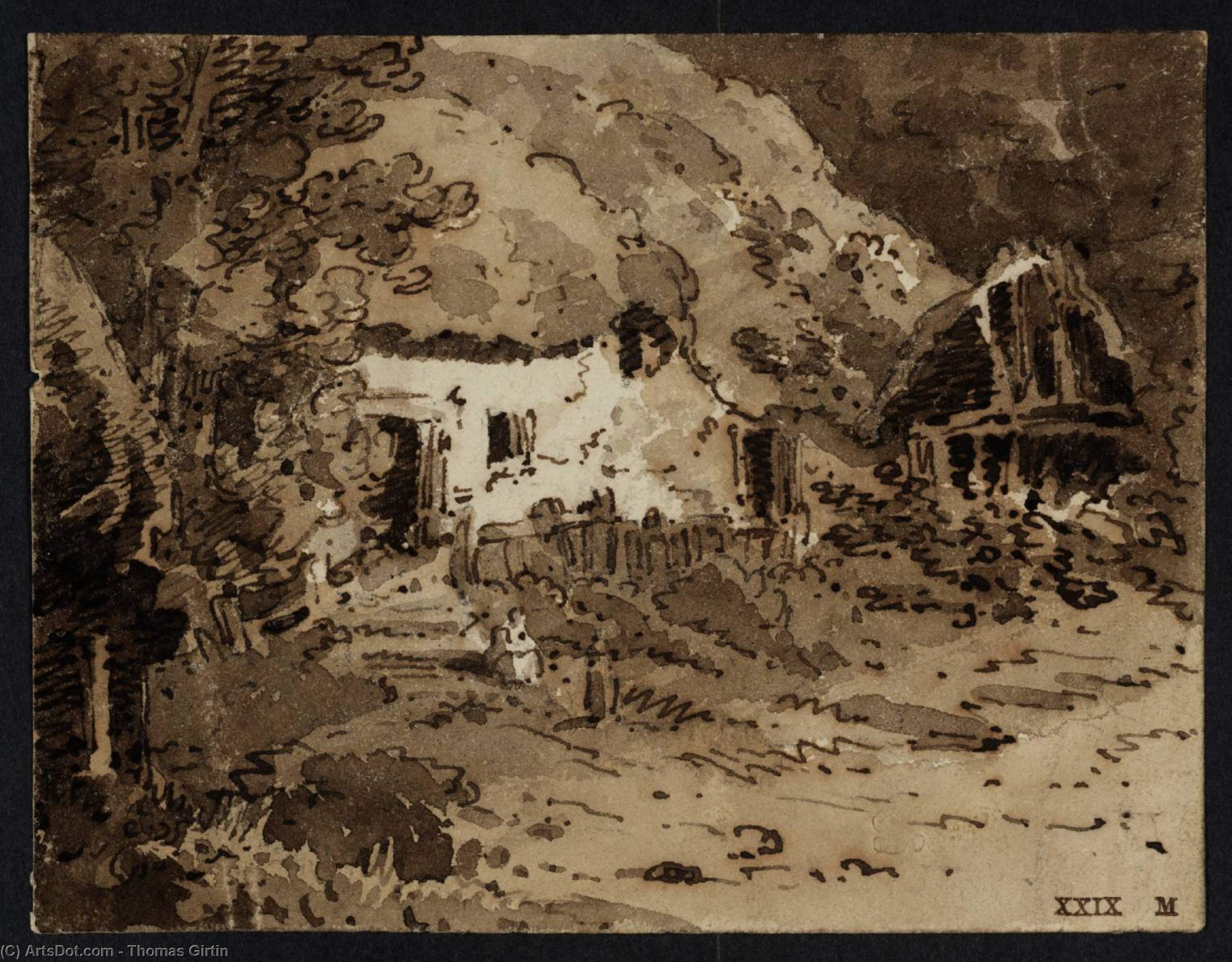 A Thatched Cottage Among Trees — Thomas Girtin