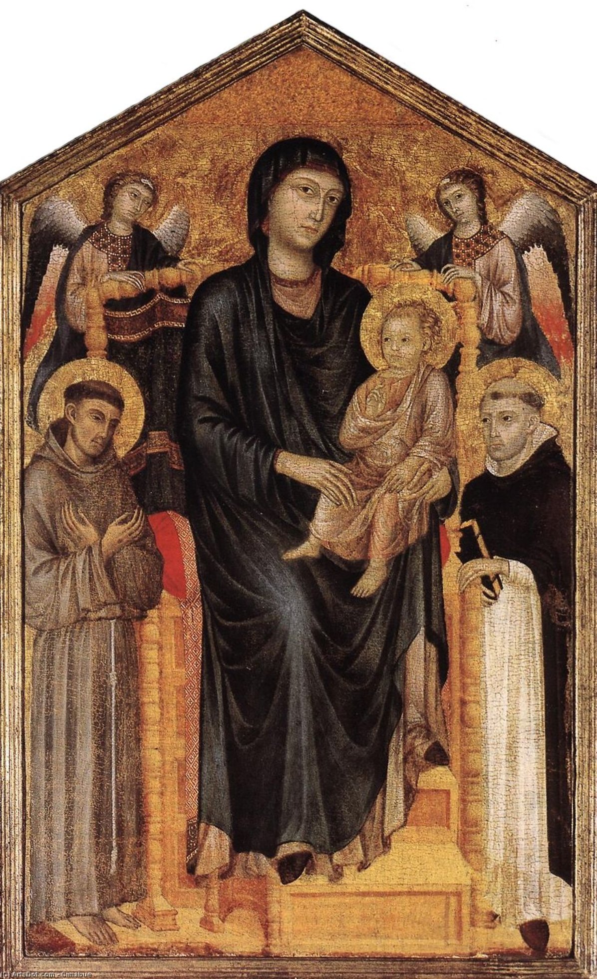 Madonna Enthroned With The Child, St Francis, St. Domenico And Two Angels — Cimabue