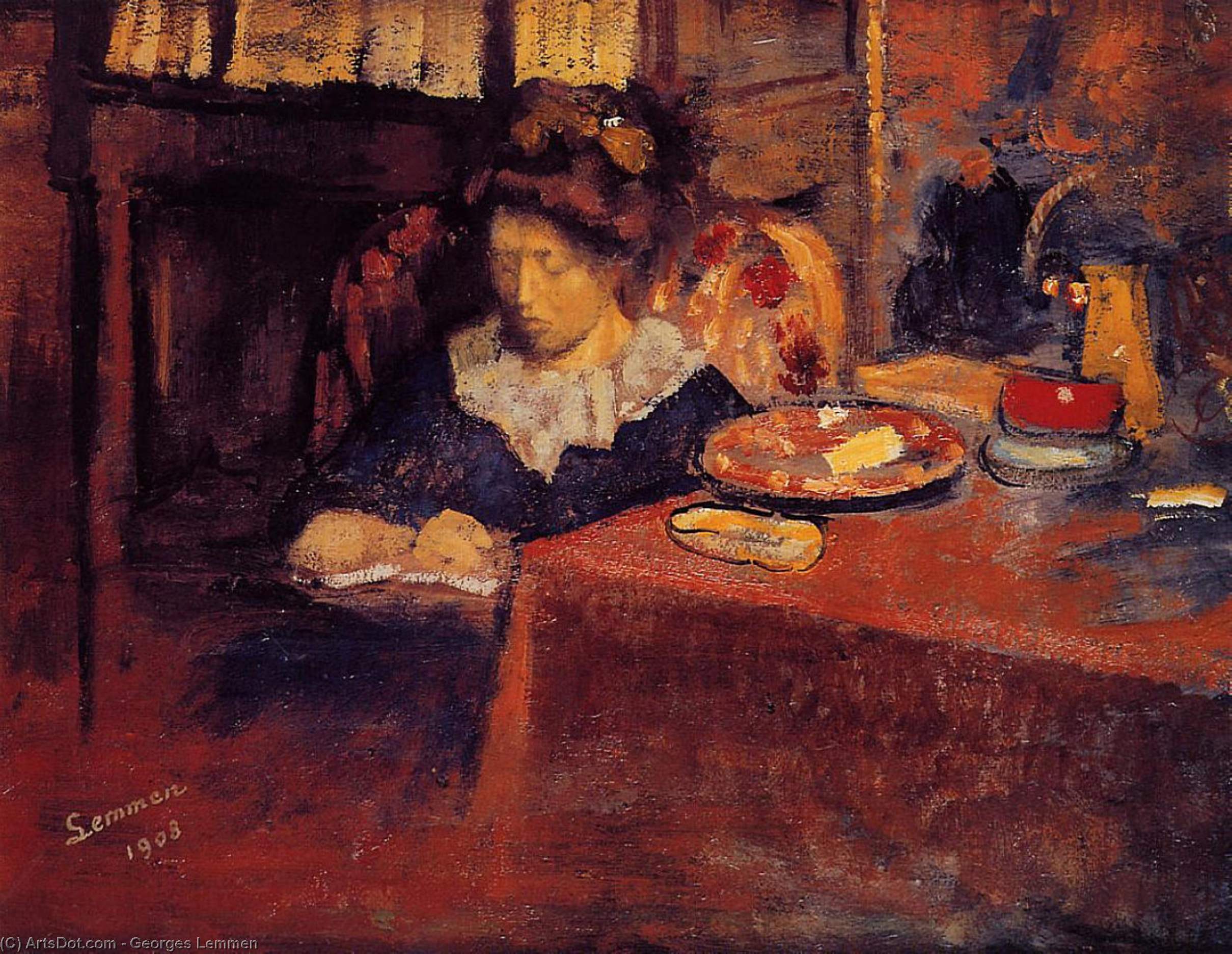 Young Woman Seated In An Interior — Georges Lemmen