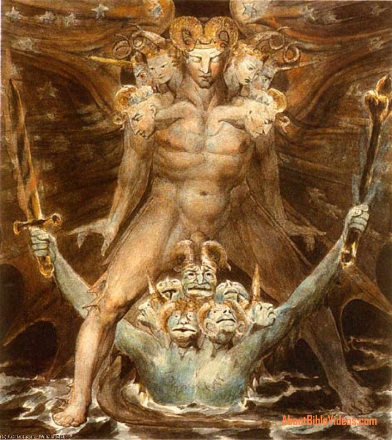 The Great Red Dragon And The Beast From The Sea — William Blake