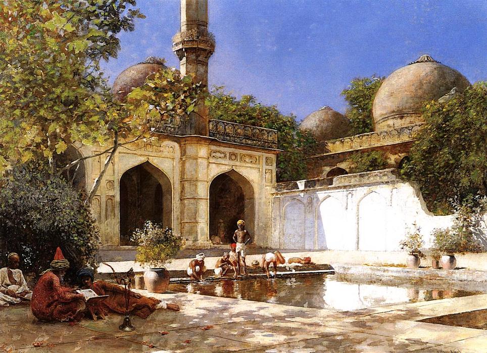 Figures In The Courtyard Of A Mosque — Edwin Lord Weeks