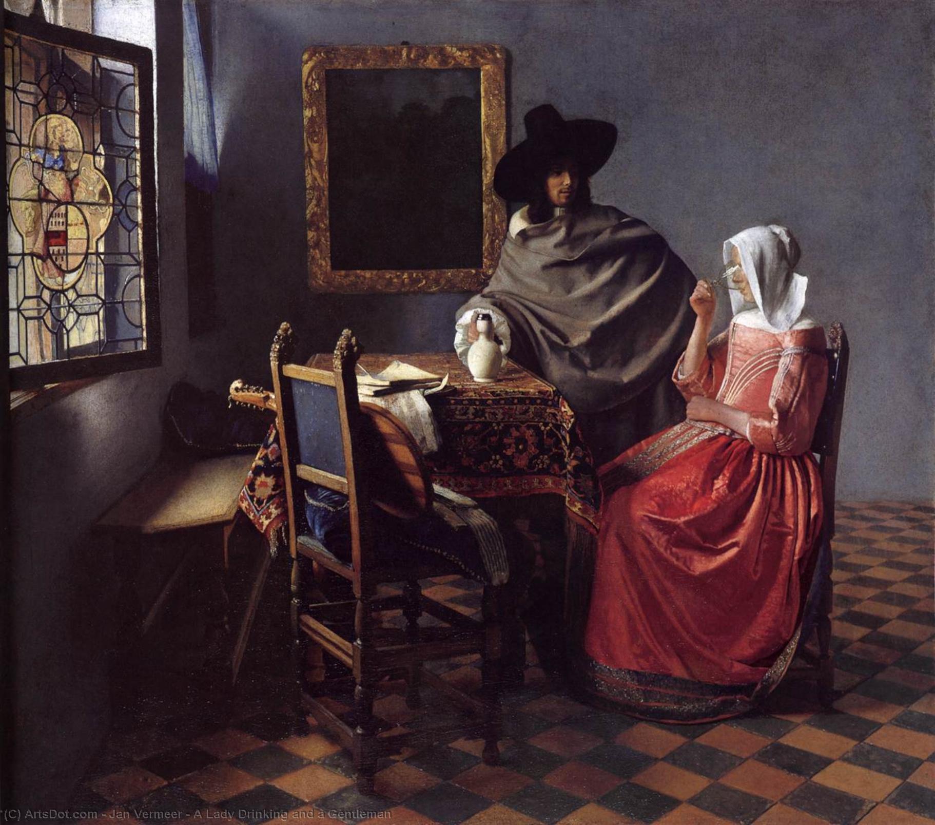 A Lady Drinking And A Gentleman — Johannes Vermeer