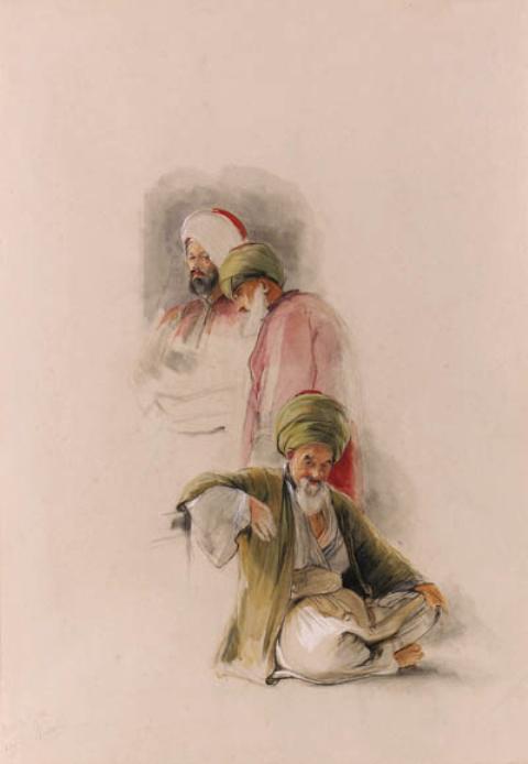 Study Of Three Turks At Bursa — John Frederick Lewis