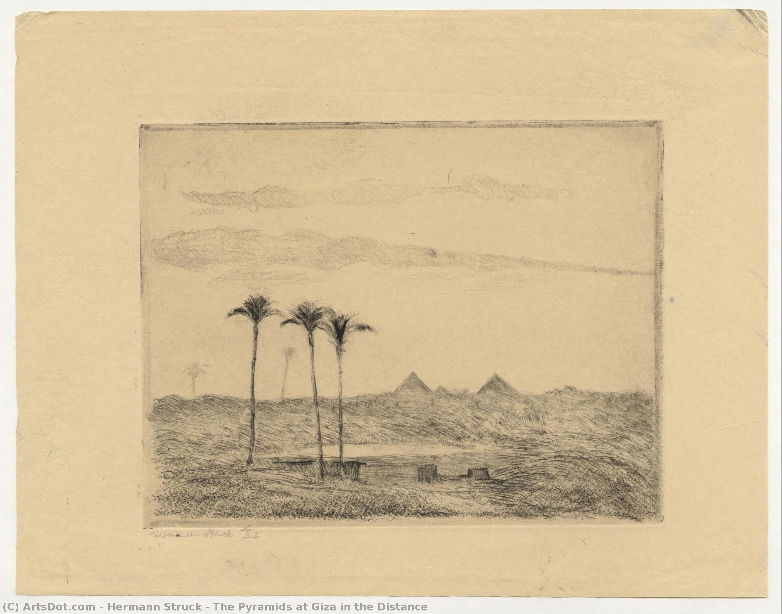 The Pyramids At Giza In The Distance — Hermann Struck