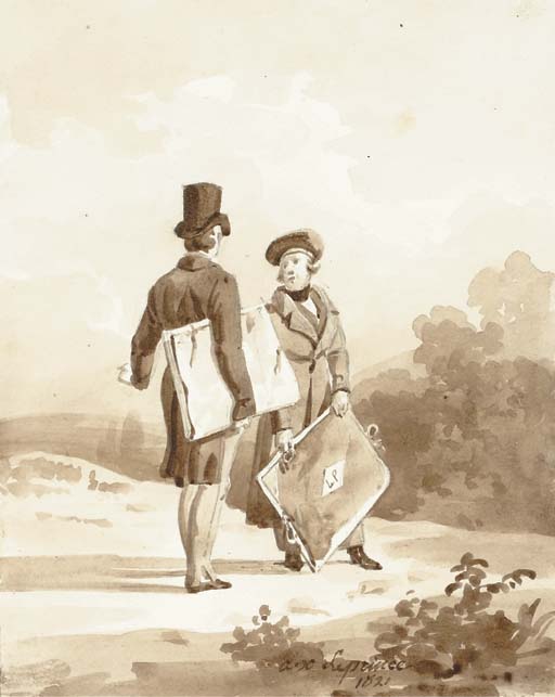 Two Artists In Discussing A Landscape — Auguste Xavier Leprince