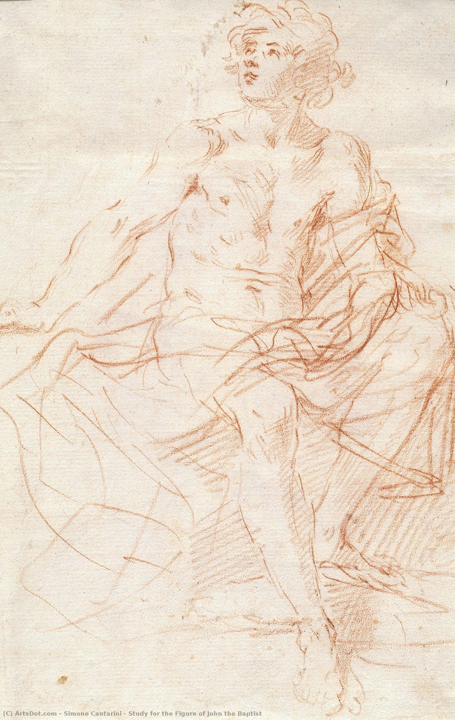 Study For The Figure Of John The Baptist — Simone Cantarini