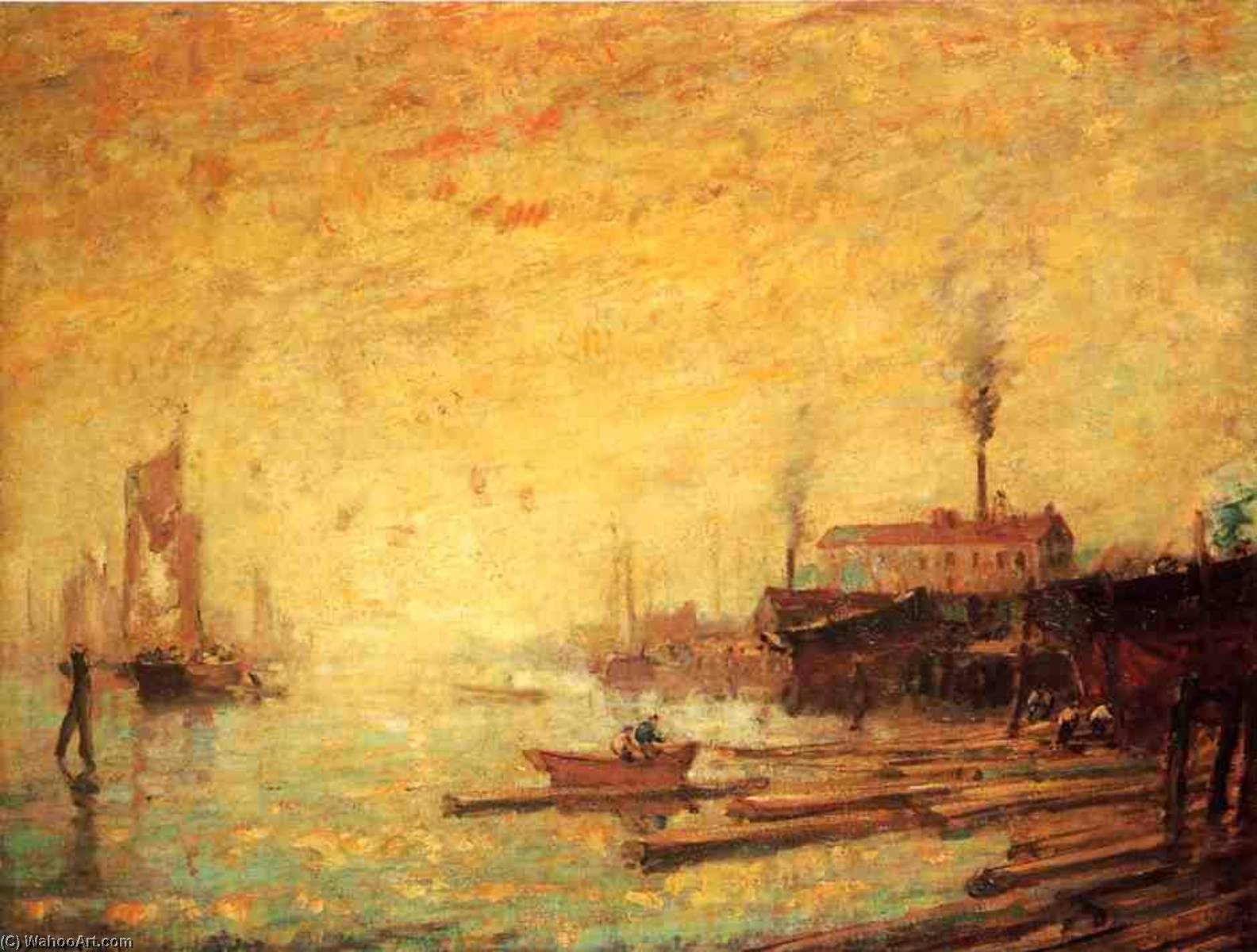 Harbor At Sunset, Moank, Connecticut — Henry Ward Ranger