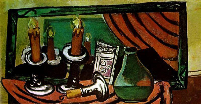 Still Life With Candles And Mirror — Max Beckmann