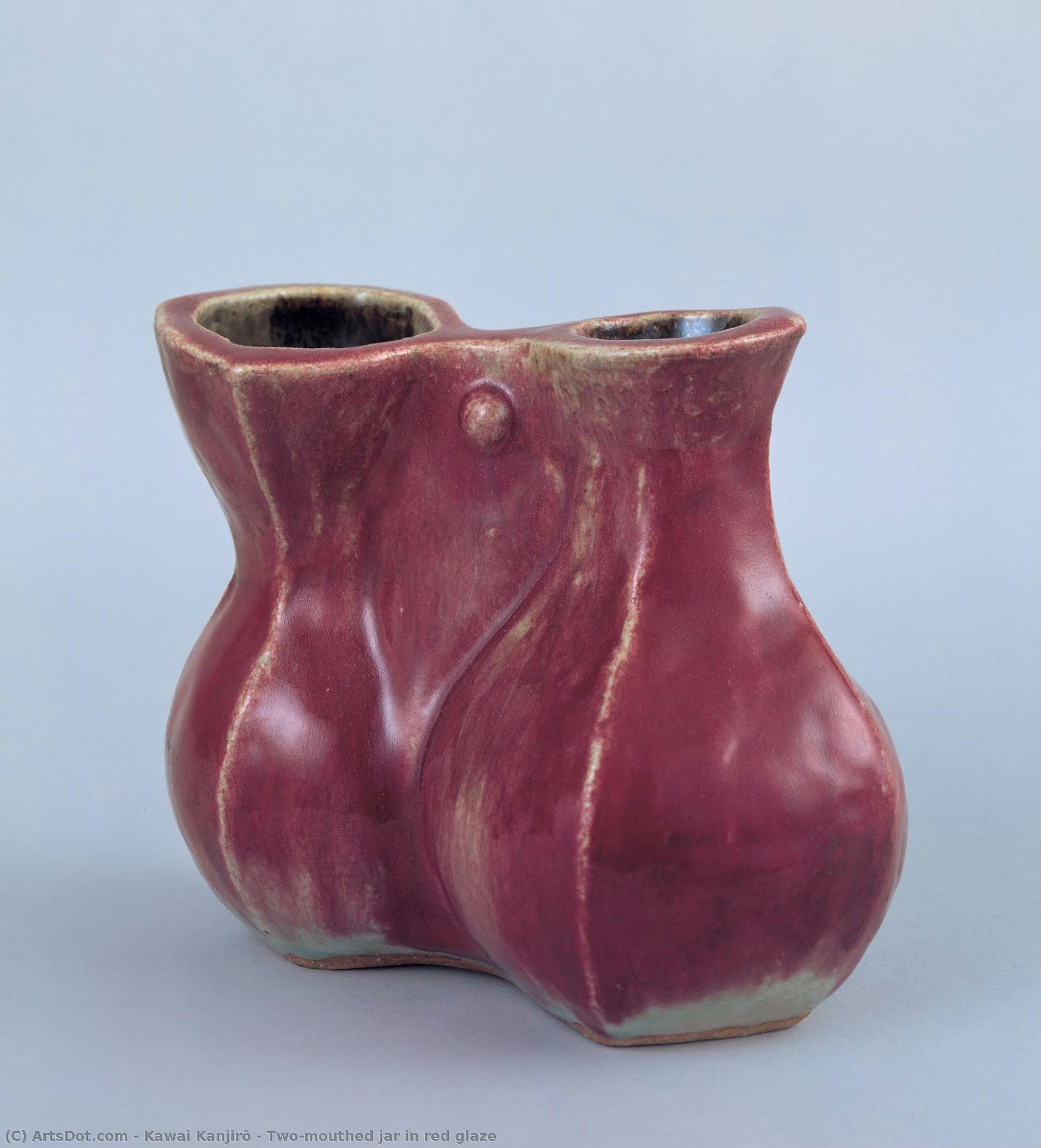 Two-mouthed Jar In Red Glaze — Kawai Kanjirô