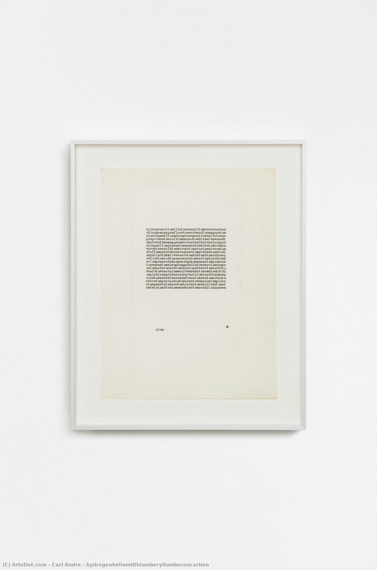 Hydrogenheliumlithiumberyliumboroncarbon — Carl Andre