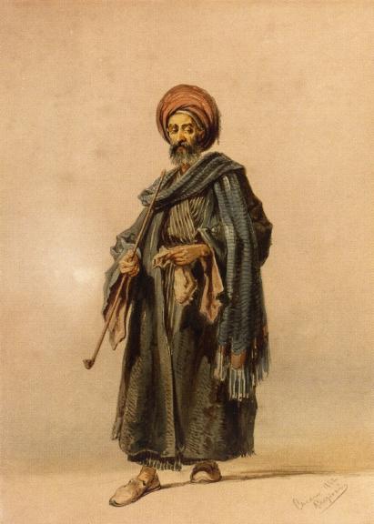 An Egyptian Man With A Pipe — Count Amadeo Preziosi