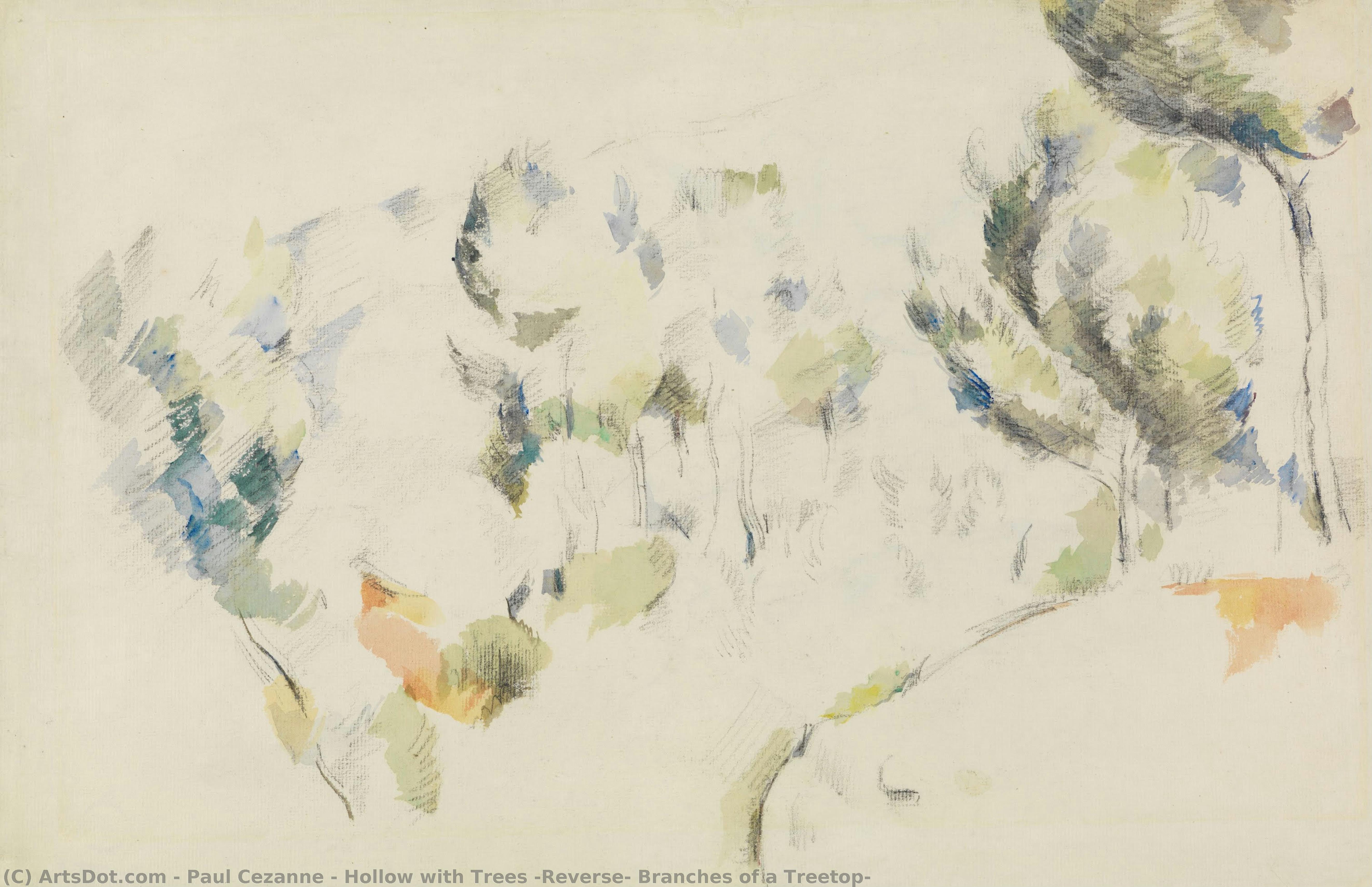 Hollow With Trees (reverse: Branches Of A Treetop) — Paul Cézanne