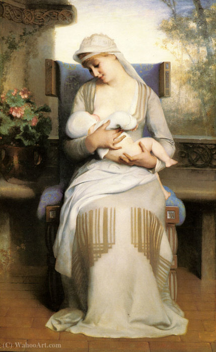 Young Mother Feeding Her Baby — Emile Levy