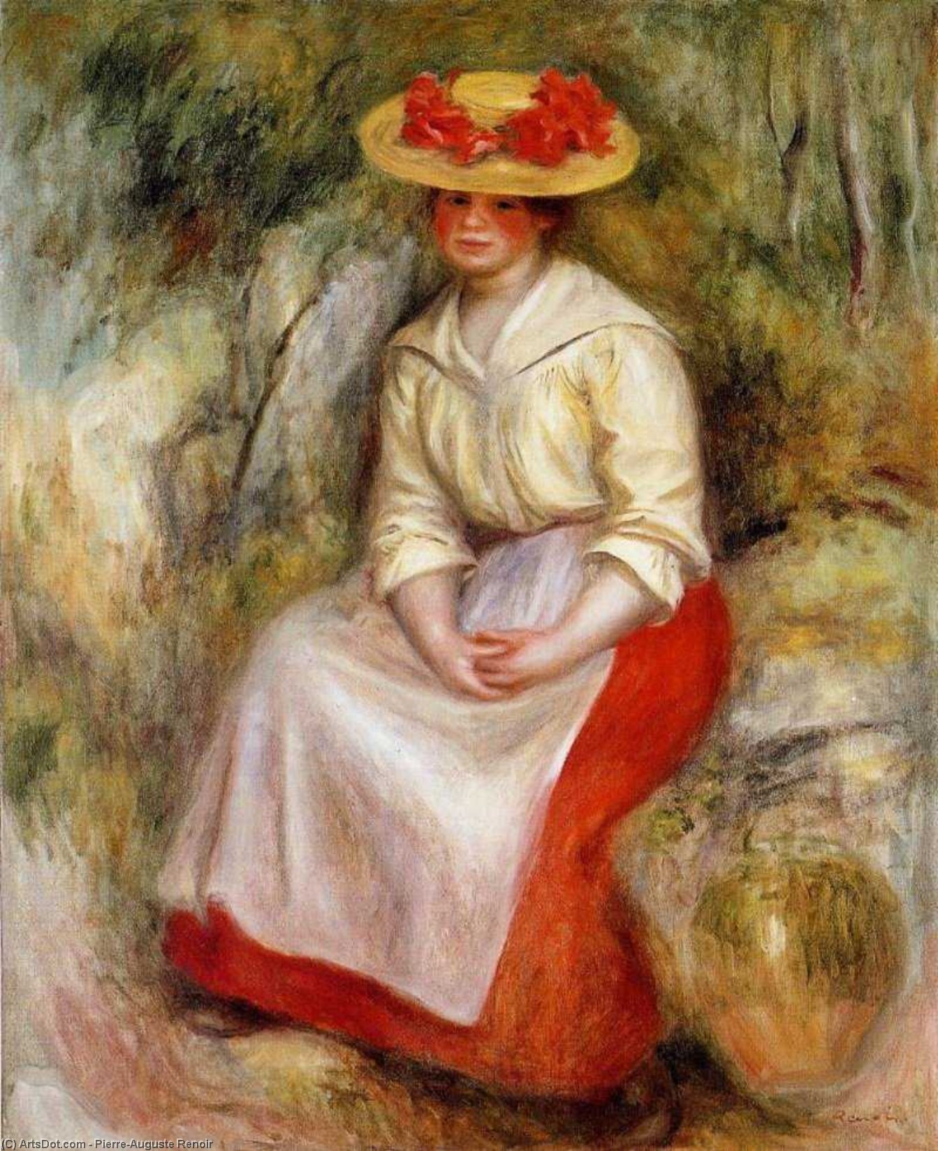 Gabrielle In A Straw Hat — Pierre-auguste Renoir