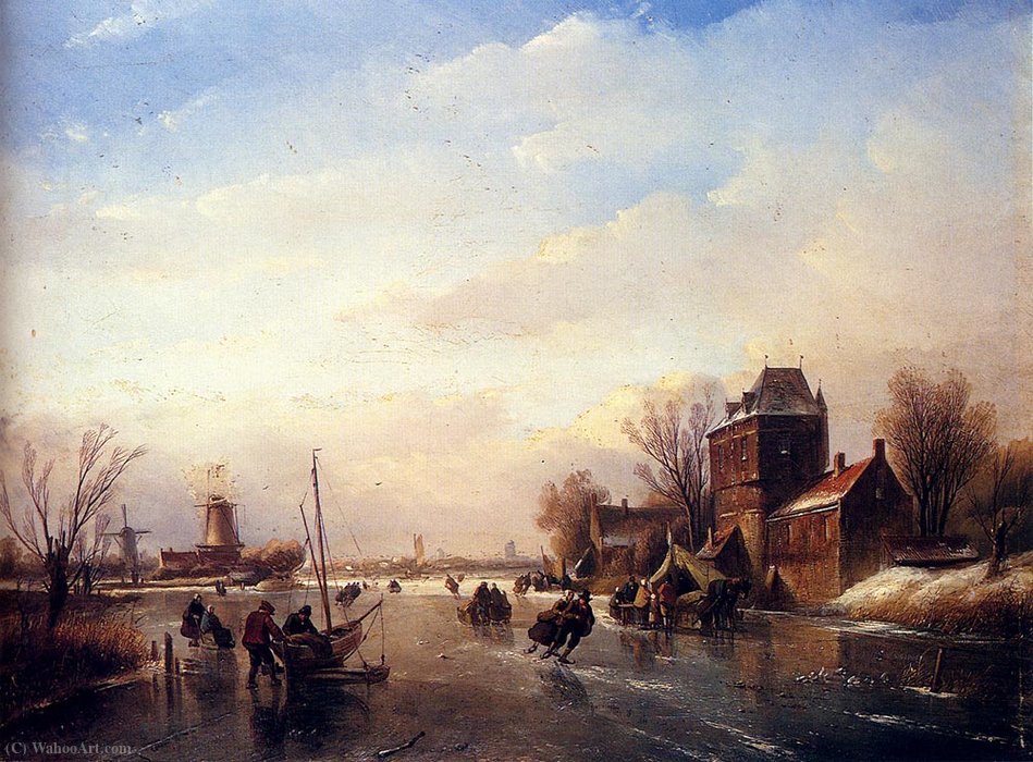 Skaters On A Frozen River — Jan Jacob Spohler